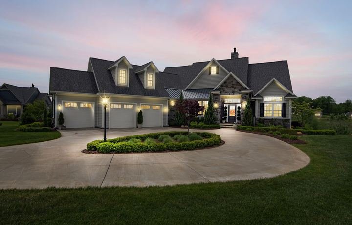 A family home at dusk
